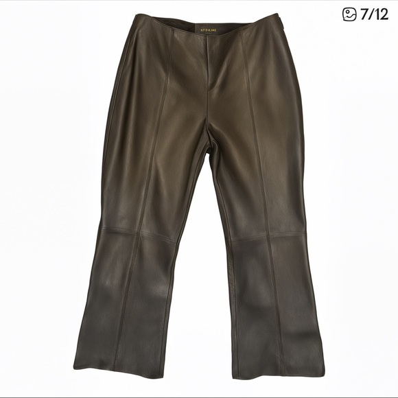 Vintage Escada Lambskin Black Crop Flare Pieced Leather Pants Women's Size 6 - Picture 1 of 12